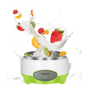 Compact Greek Yogurt Maker with Stainless Metal Inside Pot – House Yogurt, Fruit Wine, and Cheese Maker (US Plug 110V)