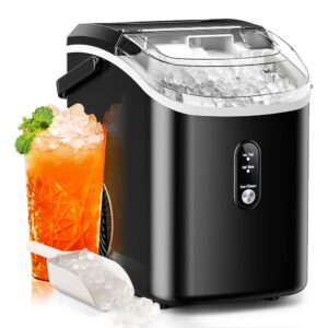 Countertop Nugget Ice Maker Producing Smooth Chewable Pellets in Simply 7 Minutes, 35.5 lbs of Ice per Day, Pebble Ice Machine with Self-Cleansing Perform, Ice Basket, and Scoop