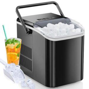 DUMOS Moveable Countertop Ice Maker – Self-Cleansing Ice Machine Producing 9 Ice Cubes in 6 Minutes, 26.5 lbs per 24 Hours, Contains Ice Scoop, Basket & Deal with, Creates Two Sizes…