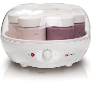 Euro Delicacies YM100 Electrical Yogurt Maker with 7 Glass Jars (6 oz every), 15-Hour Timer, Auto Shut-Off, and Intestine Well being Advantages