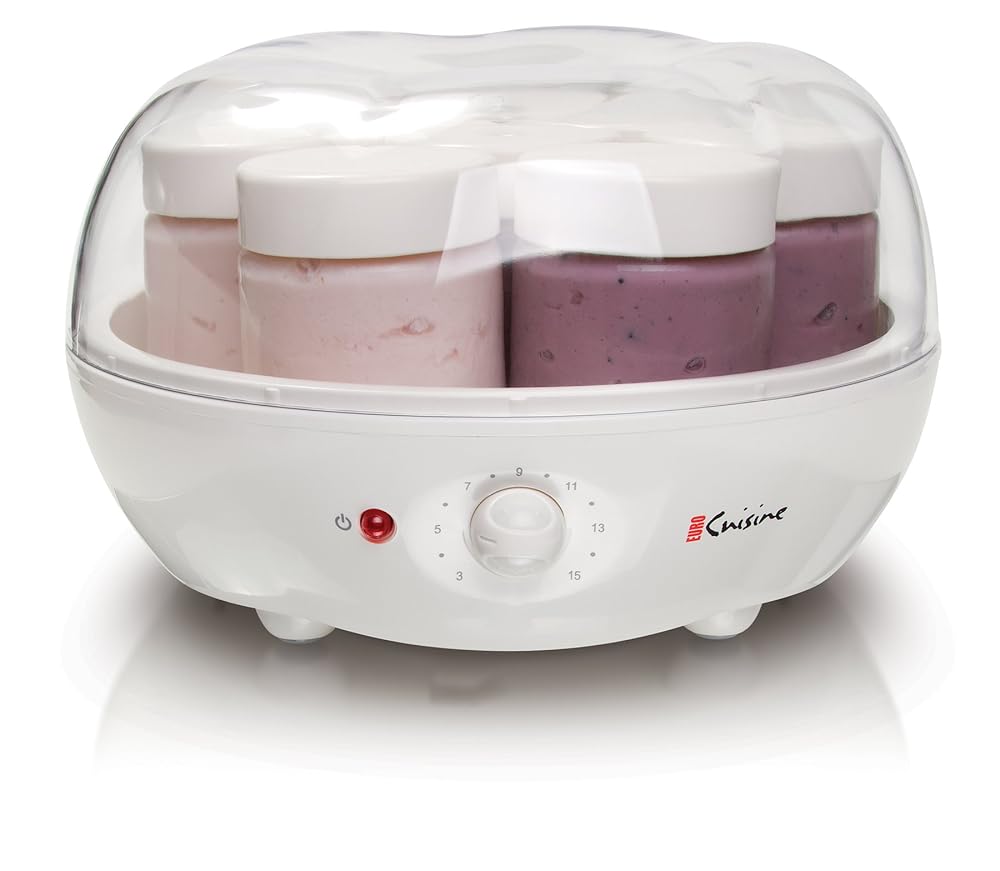 Euro Delicacies YM100 Electrical Yogurt Maker with 7 Glass Jars (6 oz every), 15-Hour Timer, Auto Shut-Off, and Intestine Well being Advantages